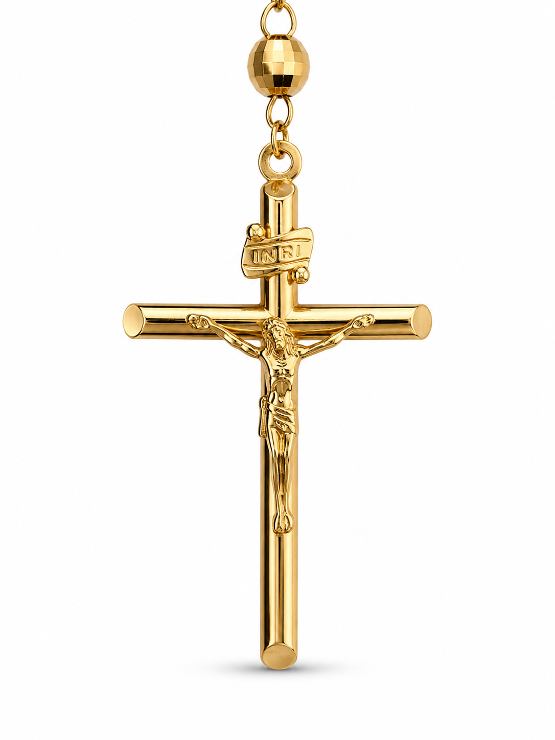 14KT Yellow Gold 5 MM Rosary Style Necklace