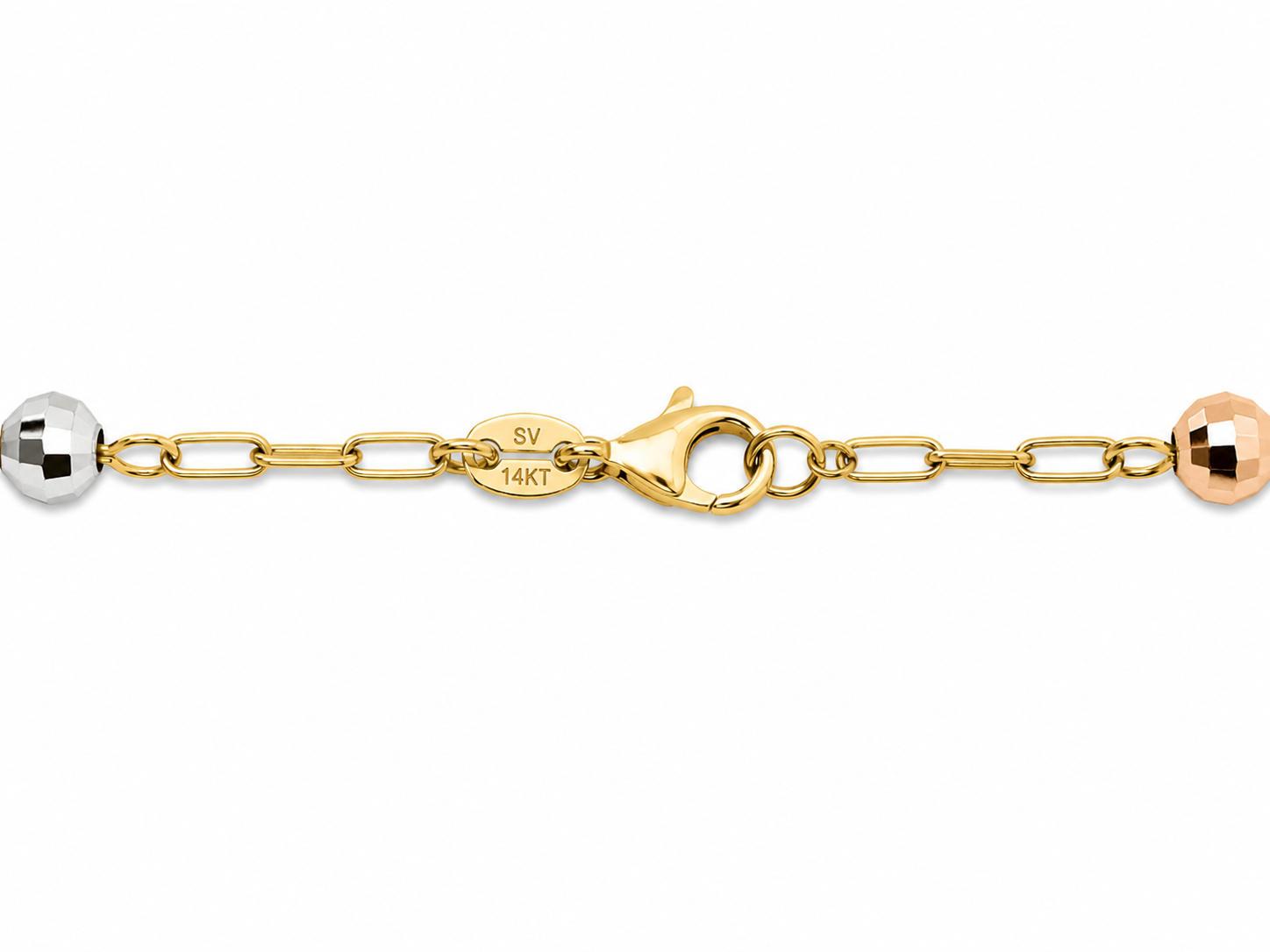 14KT Tri Tone Gold 5 MM Rosary Necklace