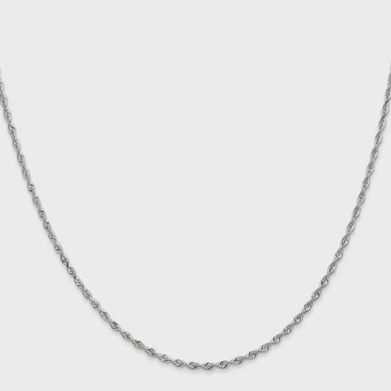 10KT Solid White Gold 2 MM Rope Link Chain