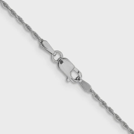 14KT Solid White Gold 1 MM Rope Chain
