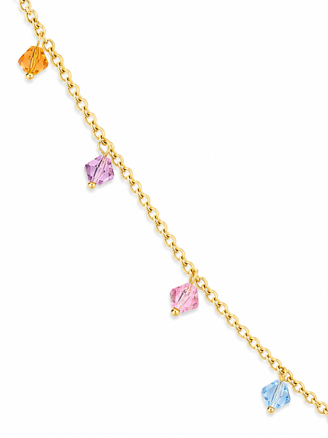 14KT Hollow Yellow Gold 4.5 MM Thin Gem Designer Necklace