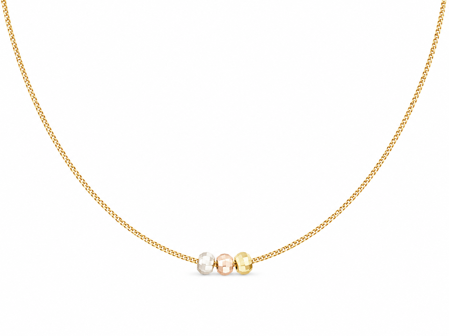 10KT Hollow Yellow Gold 1 MM Bead Designer Necklace