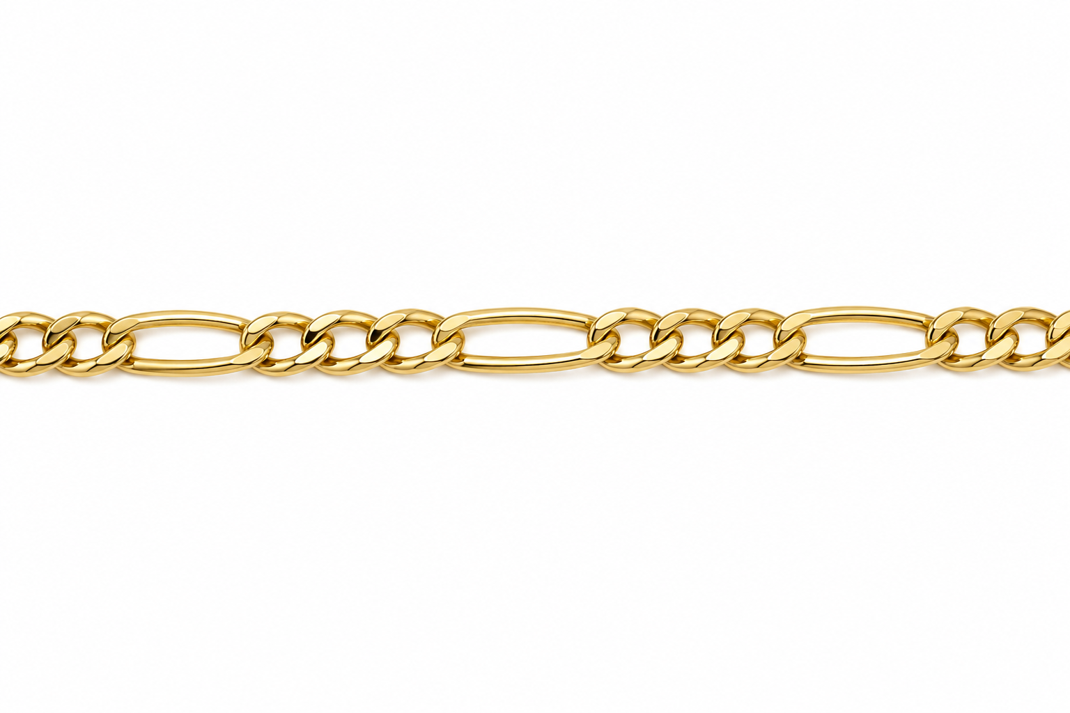 14KT Solid Yellow Gold 3 mm Figaro Link Chain