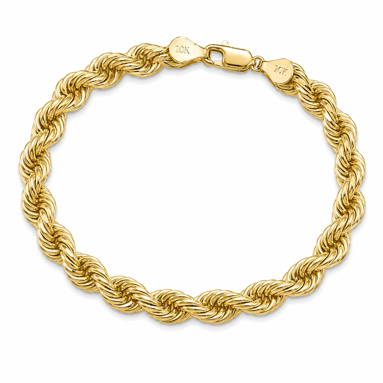 10KT 6 MM Yellow Gold Rope Bracelet