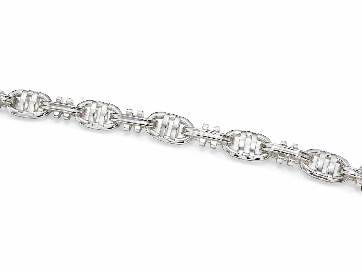 10KT Solid White Gold 6 MM Panel Link Bracelet