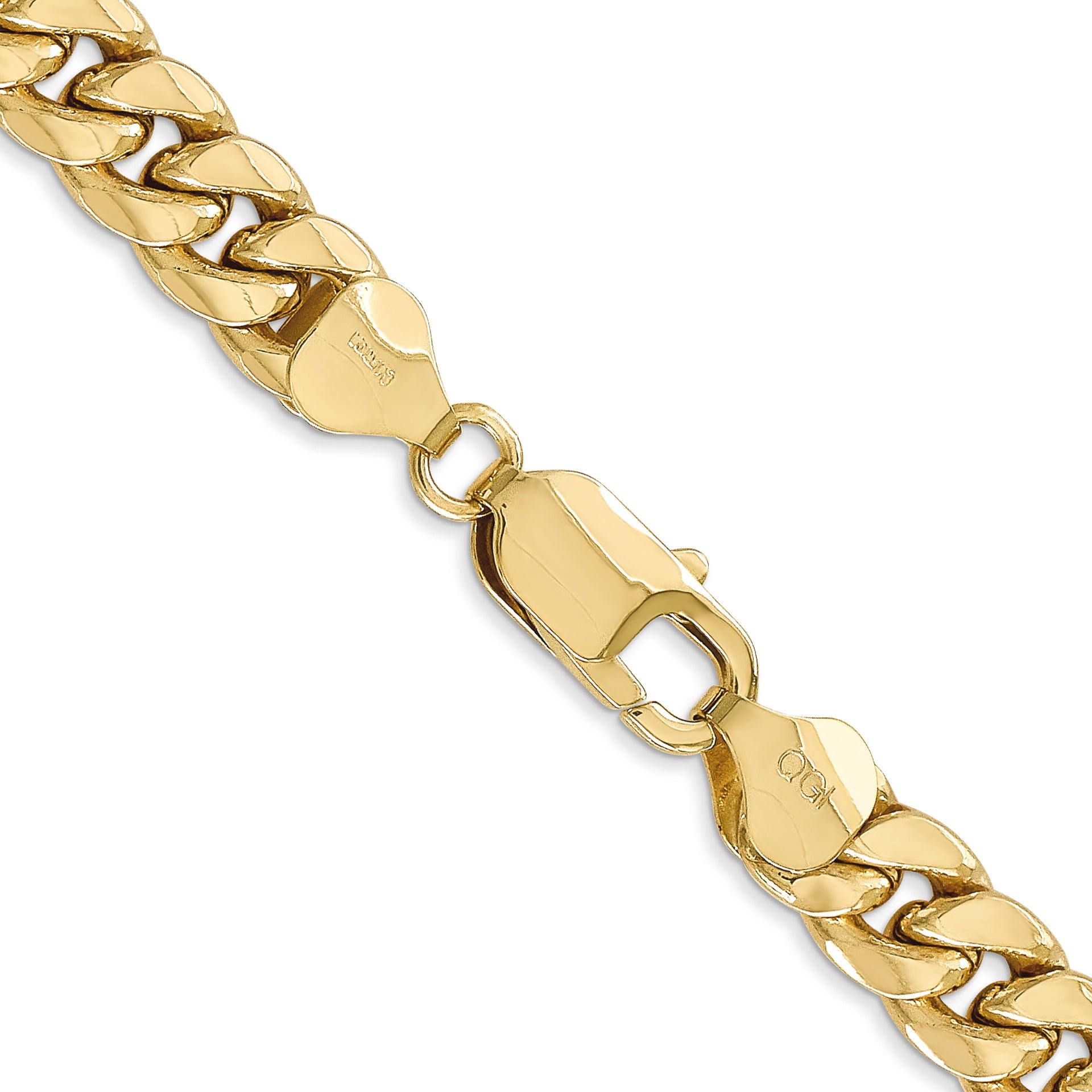 10KT Hollow Yellow Gold 6.5 MM Cuban Link Chain