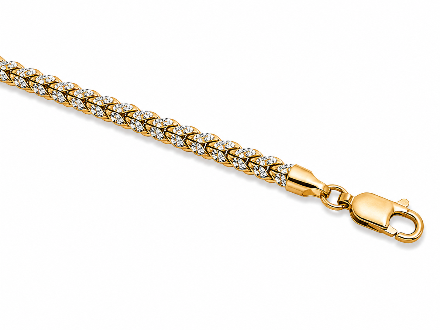 10KT Solid Two Tone 3.5 MM Franco Link Bracelet