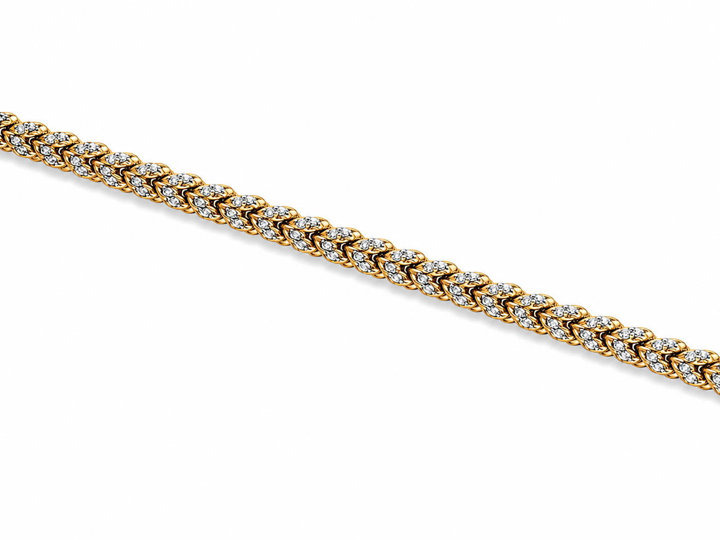 10KT Solid Two Tone 3.5 MM Franco Link Bracelet