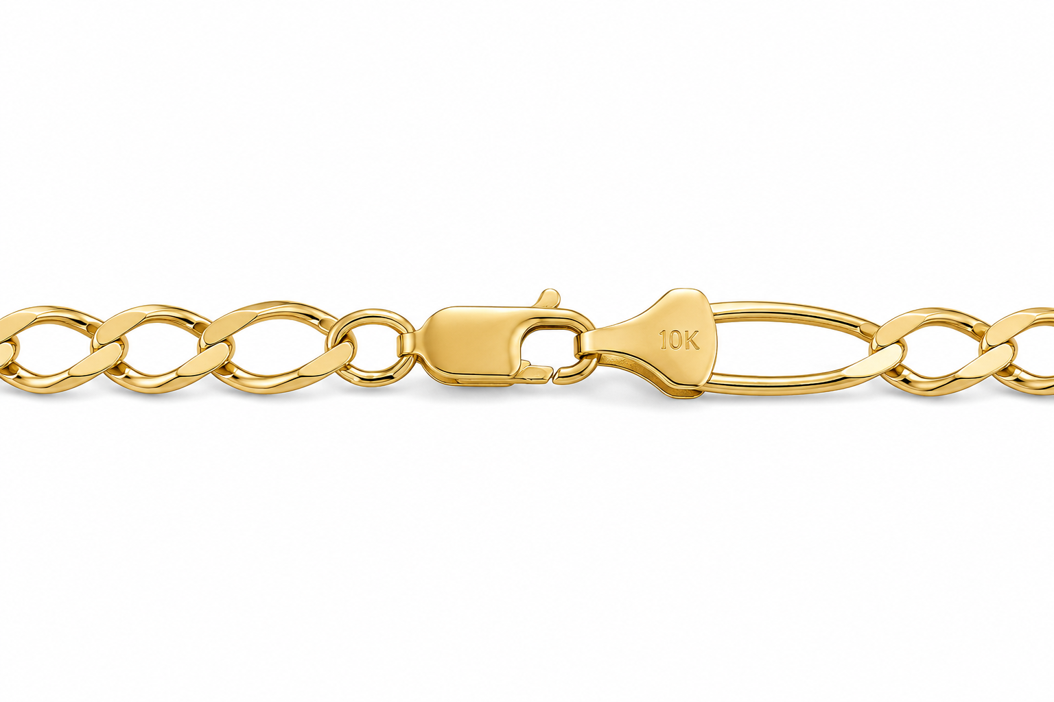 10KT Solid Yellow Gold 8 MM Figaro Link Chain