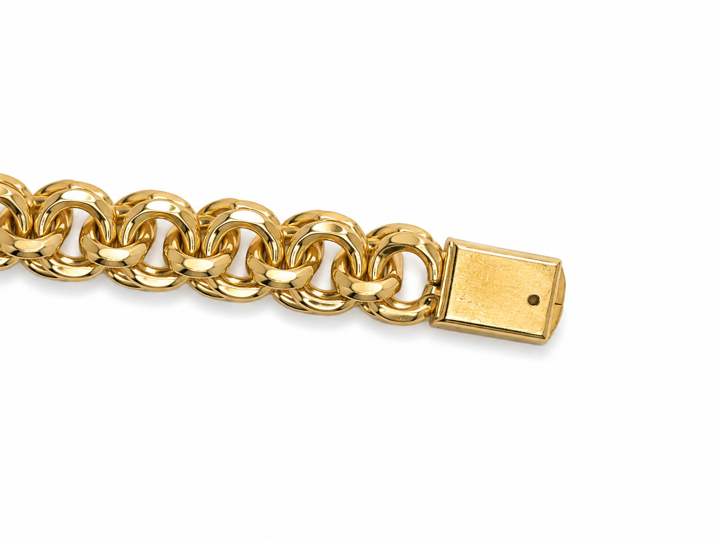 10KT Solid Yellow Gold 9 MM Chino Link ID Pin Lock Bracelet