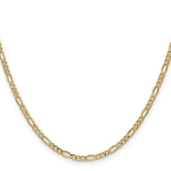 14KT Hollow Yellow Gold 1.5 MM Figaro Link Chain