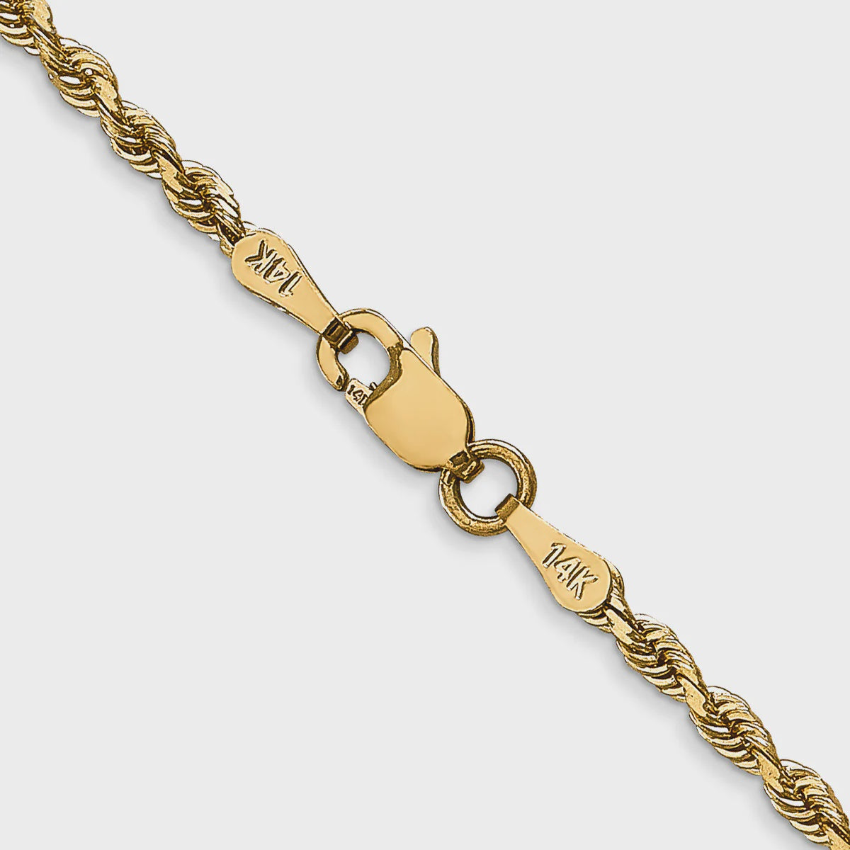 14KT Solid Yellow Gold 2.5 MM Rope Bracelet
