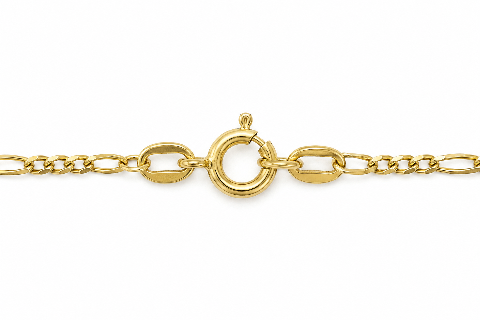 14KT Hollow Yellow Gold 1 MM Figaro Link Chain