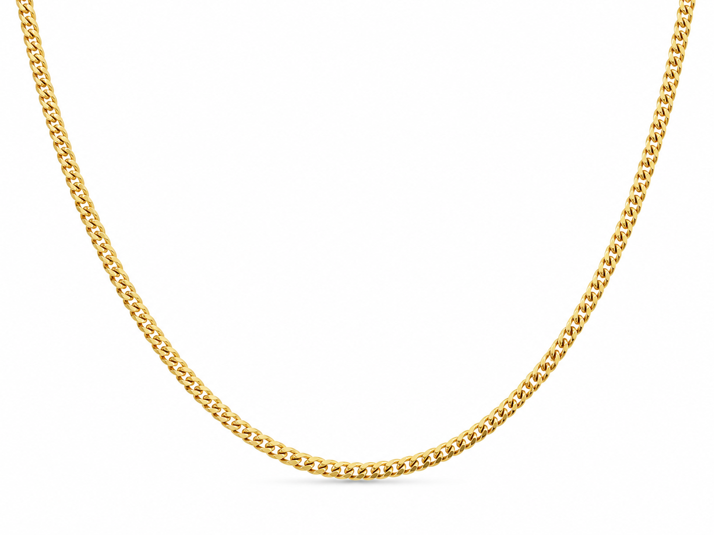 10KT Hollow Yellow Gold 2 MM Miami Link Chain