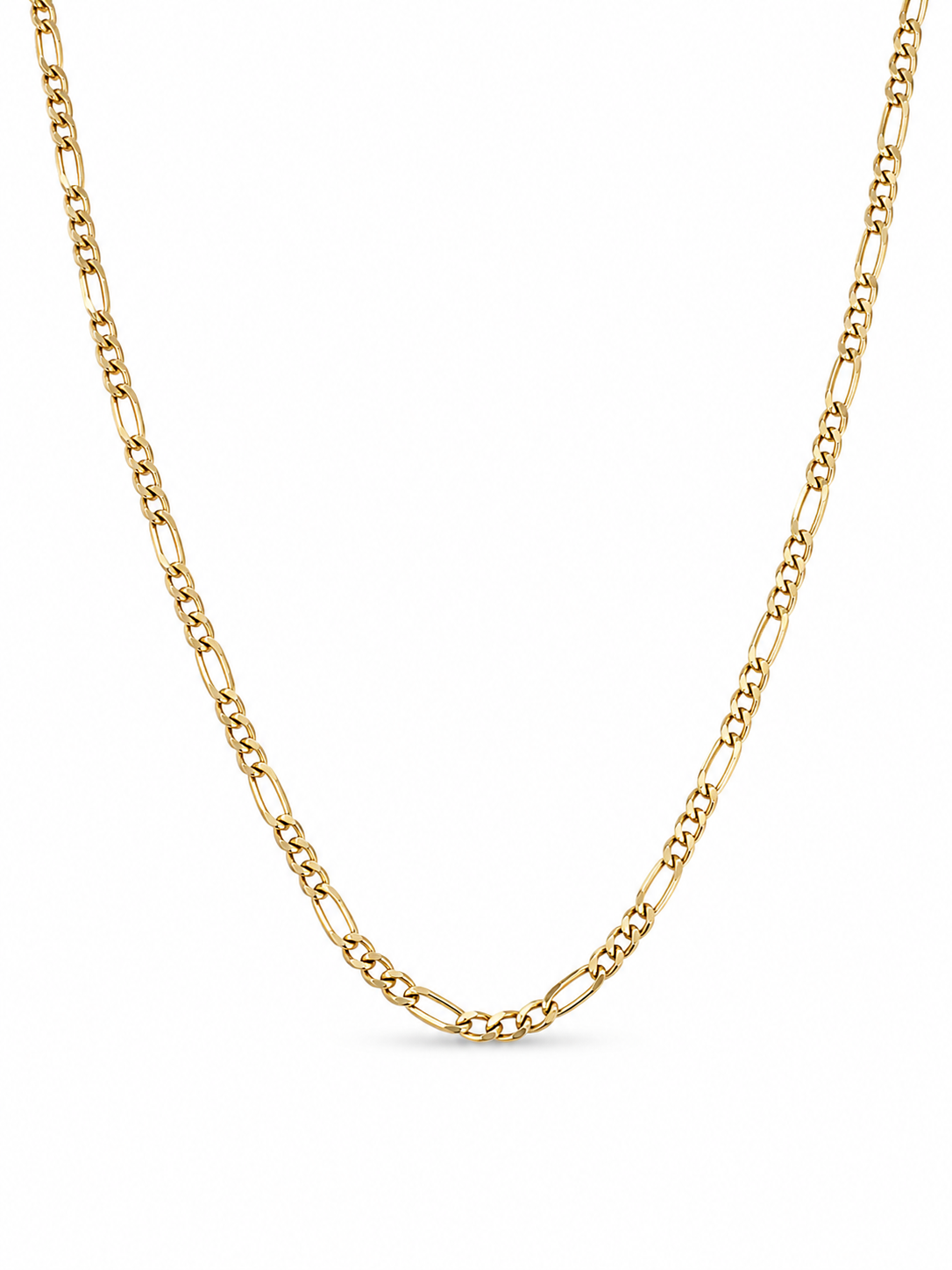 10KT Solid Yellow Gold Diamond Cut 2.5 MM Figaro Link Chain