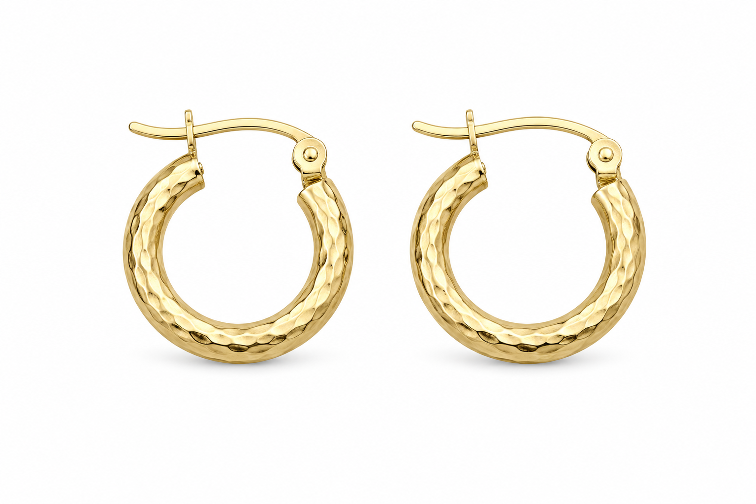 10KT Yellow Gold Textured Hoop Earrings