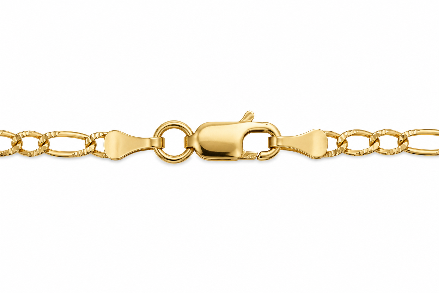 10KT Solid Yellow Gold Diamond Cut 1.5 MM Figaro Link Chain