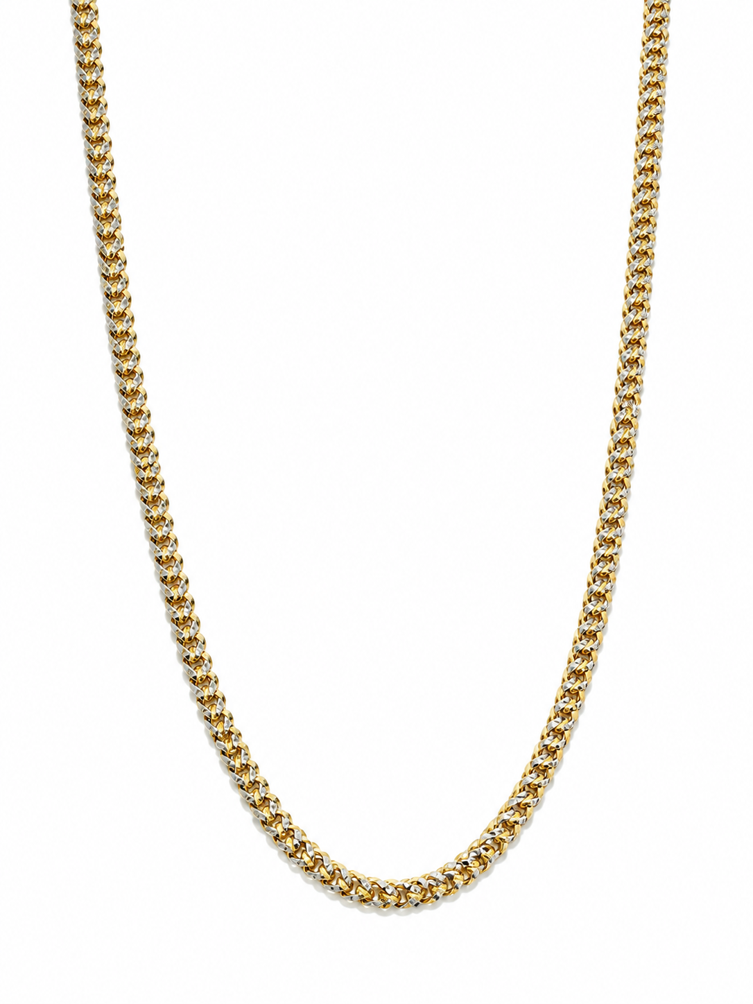 10KT Solid Two-Tone Gold 4 MM Diamond Cut Franco Link Chain
