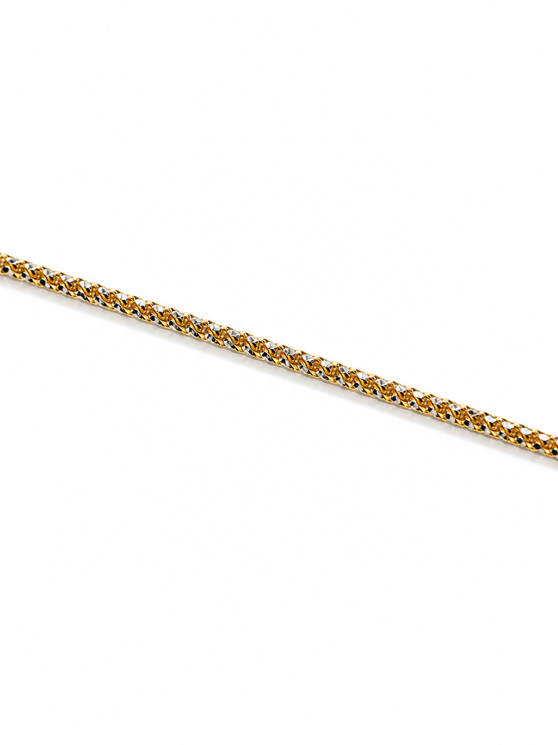 10KT Solid Two-Tone Gold 2.5 MM Diamond Cut Franco Link Chain