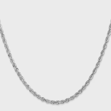 10KT Solid White Gold 3 MM Rope Chain