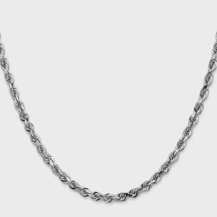 10KT Hollow White Gold 4 MM Rope Chain