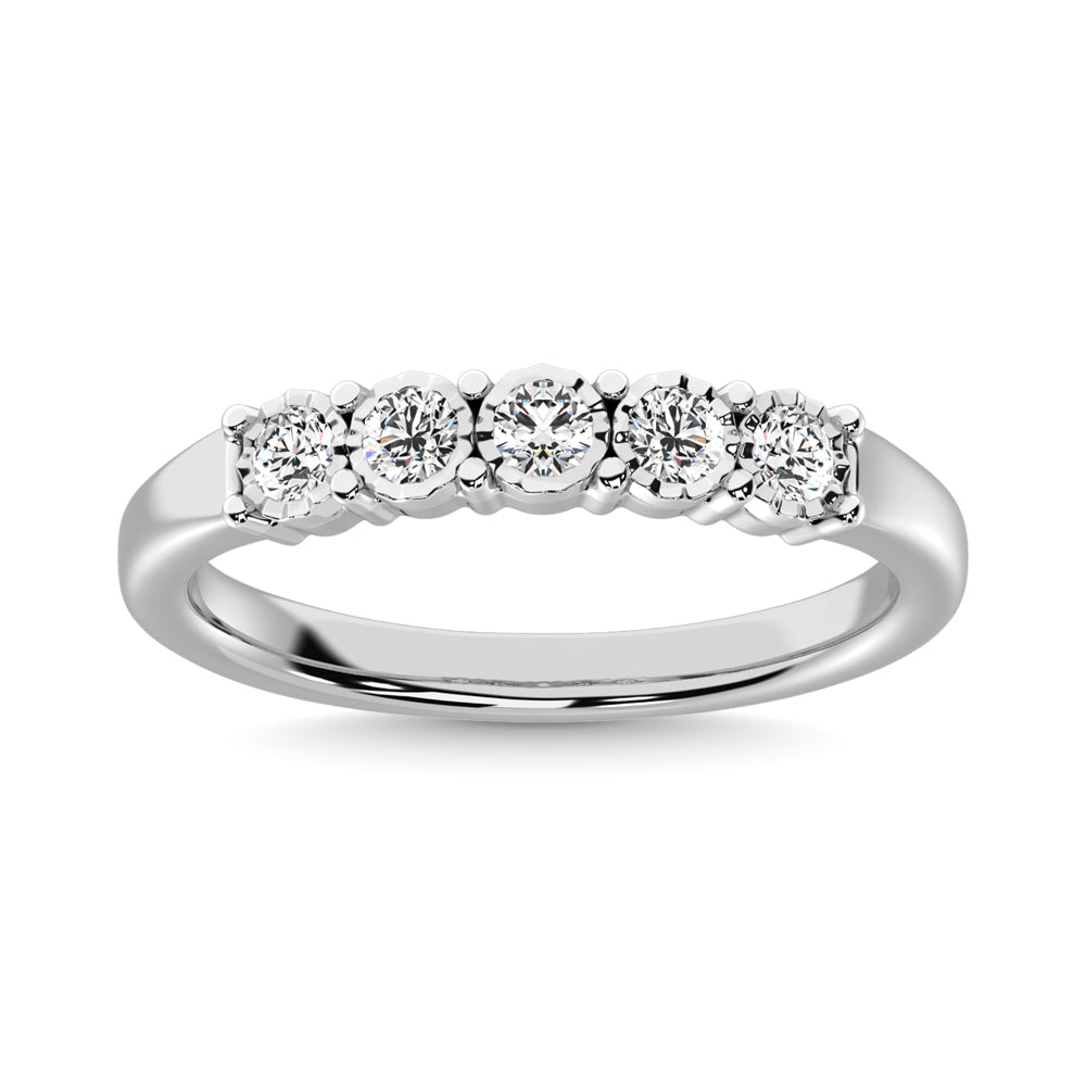 Diamond Illusion Band 1/6 Ct Tw Round-Cut In 10K White Gold