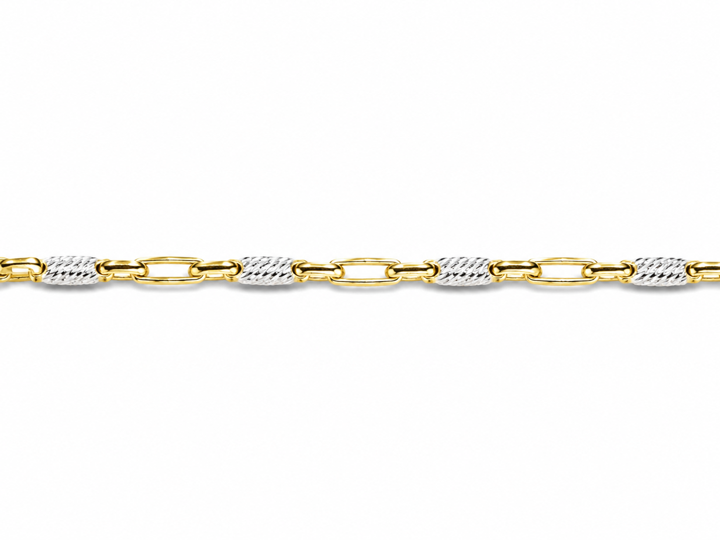 14KT Solid Two-Tone Gold 1 MM Tazo Link Chain