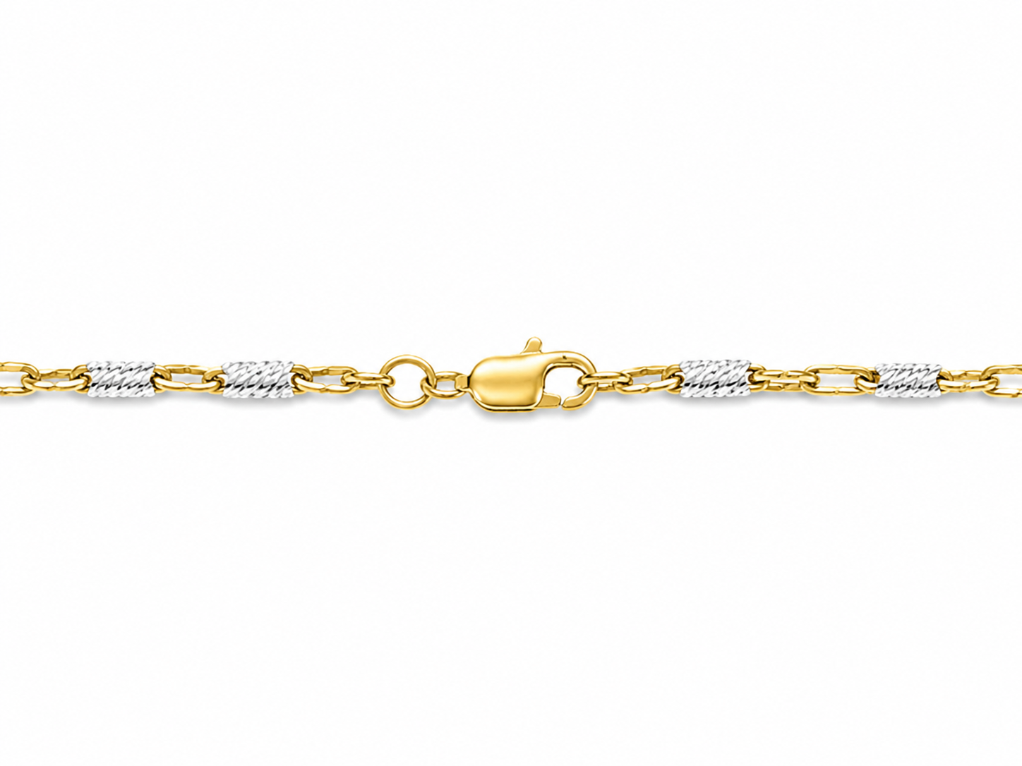 14KT Solid Two-Tone Gold 1 MM Tazo Link Chain