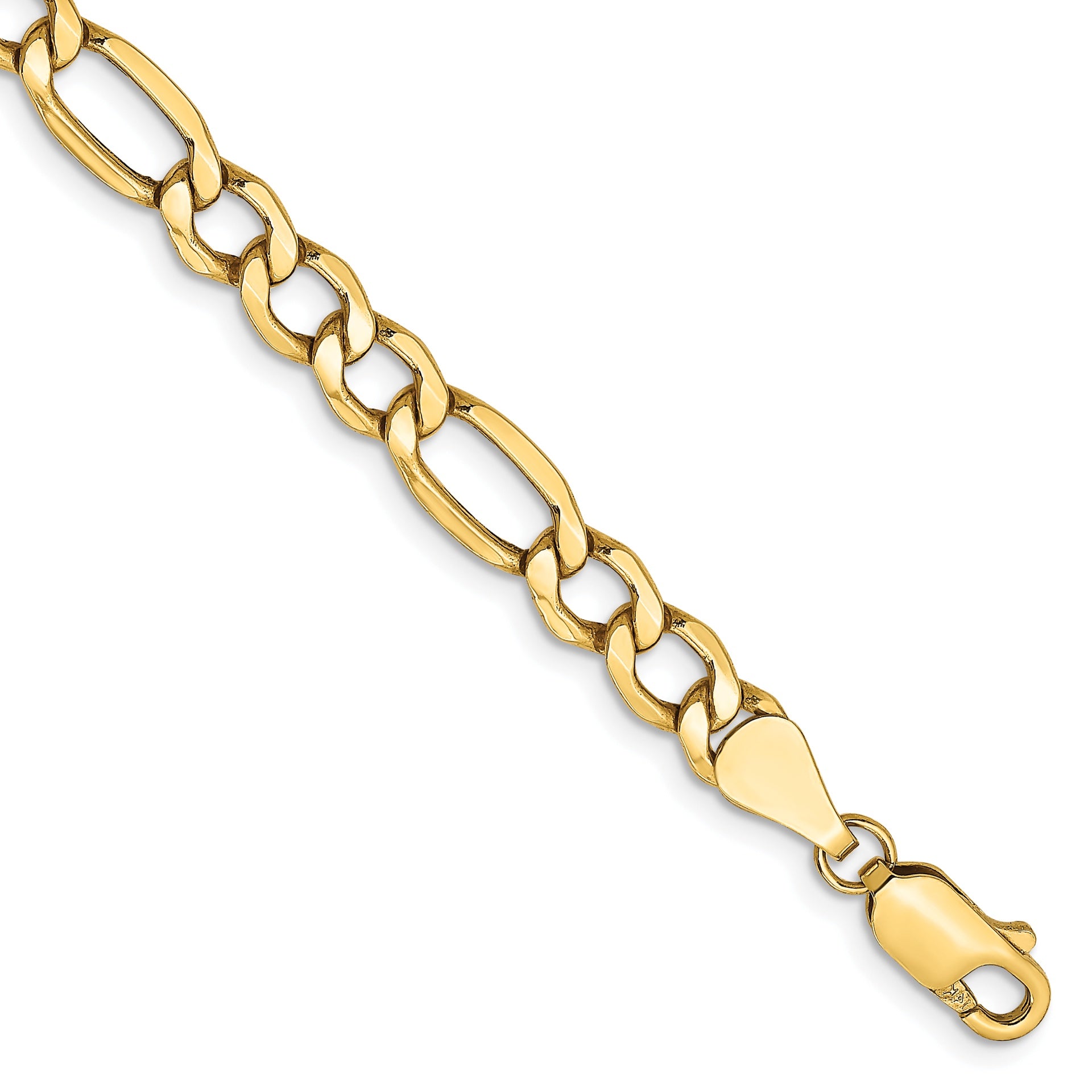 10KT Hollow Yellow Gold 9 MM Figaro Link Chain