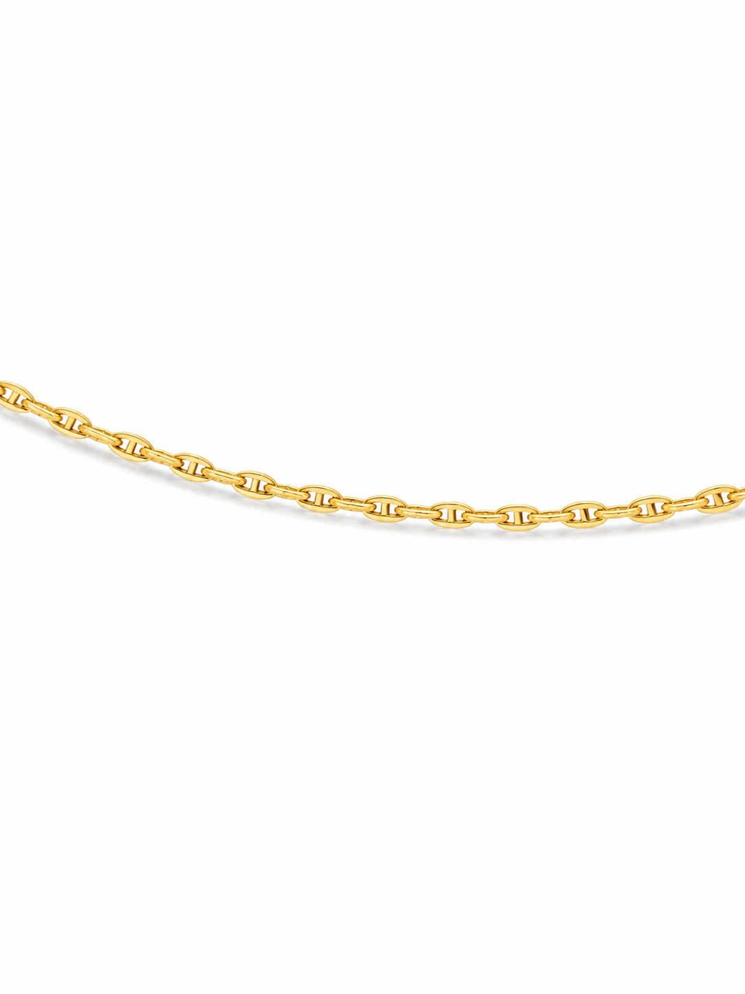 14KT Solid Yellow Gold 1 MM Mariner Link Chain