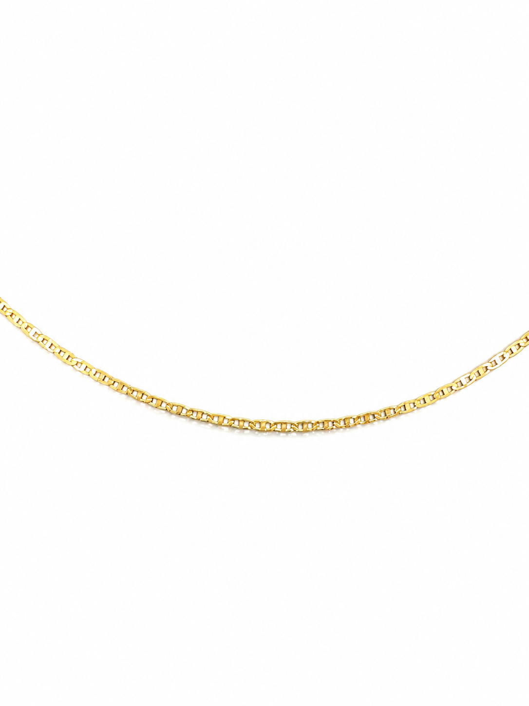 10KT Solid Yellow Gold 1 MM Flat Mariner Link Chain