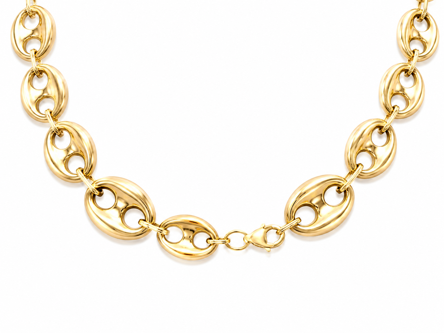 14KT Hollow Yellow Gold 16 MM Puff Gucci Link Chain