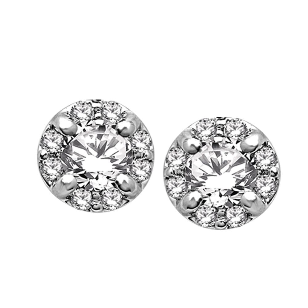 14K White Gold 7/10 Ct.Tw.Diamond Stud Earrings