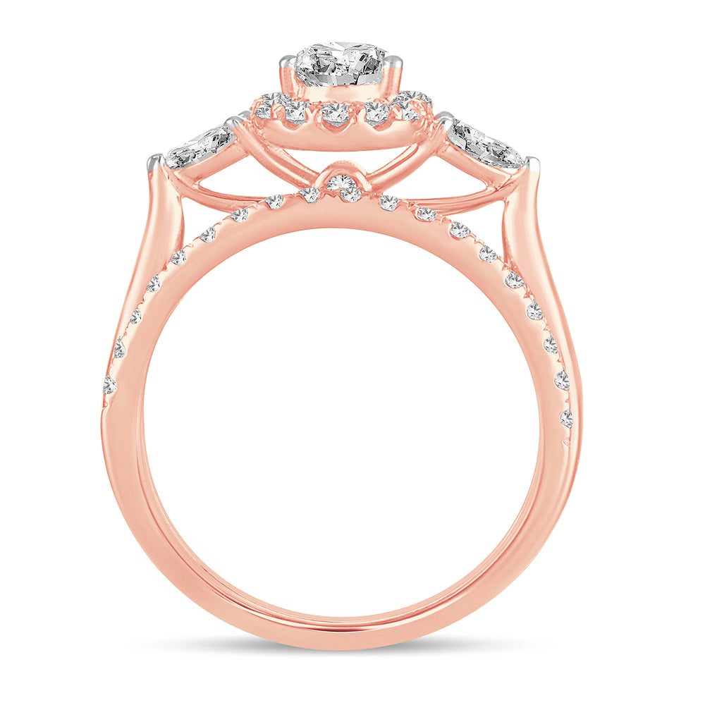 14K Rose Gold Elegant 1.20Ct Diamond Bridal Ring