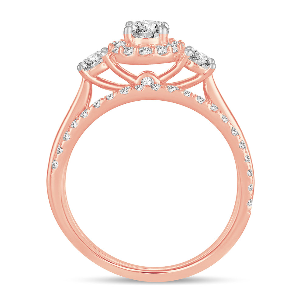 14K Rose Gold Exquisite 1.20Ct Diamond Bridal Ring