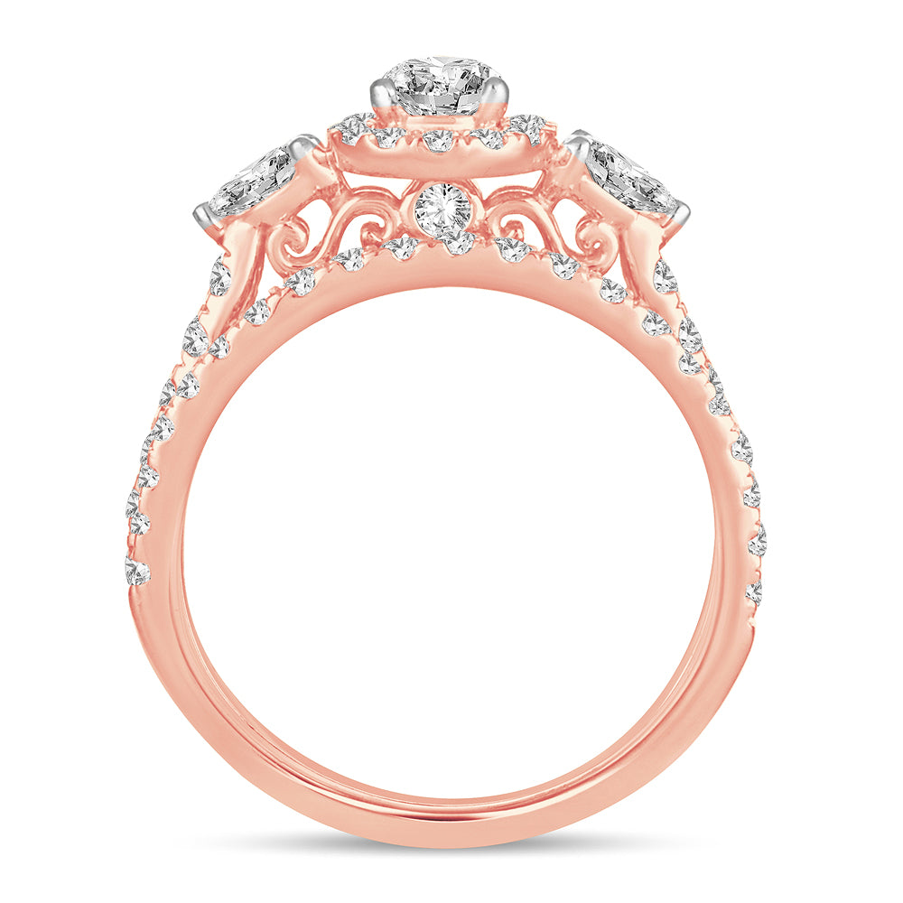 14K Rose Gold Beautiful 1.50Ct Dim Bridal Ring