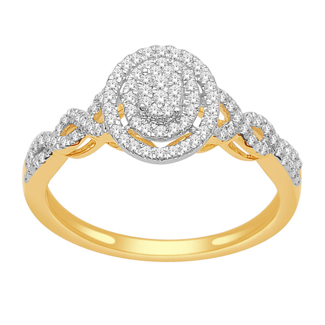 10K Yellow Yellow Gold Ladies Diamond With 0.33Ct Round Diamonds