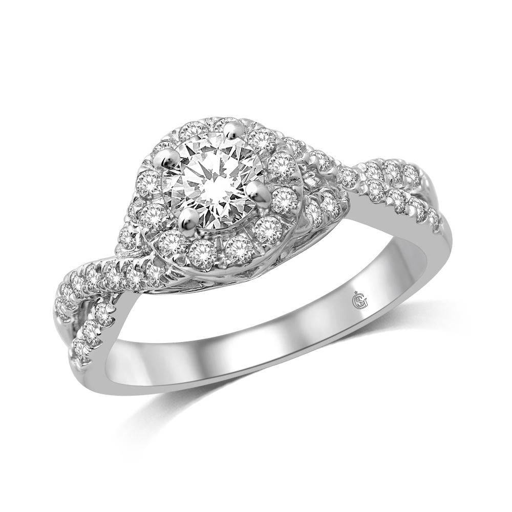 14K White Gold 1 9/10 Ct.Tw.Diamond Halo Engagement Ring