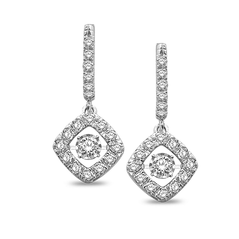14K White Gold 1 1/4 Ct.Tw Moving Diamond Earrings