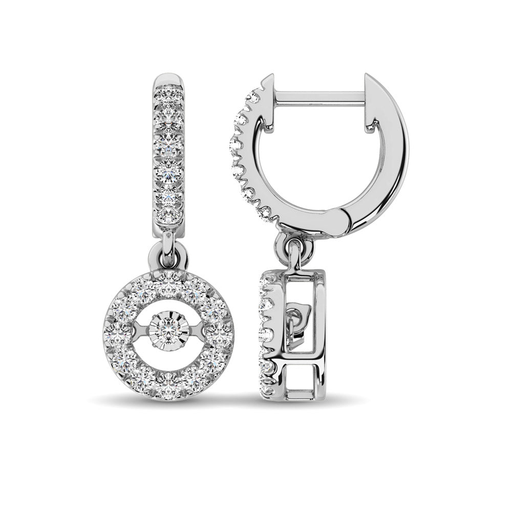 14K White Gold 1 Ct.Tw Moving Diamond Earrings