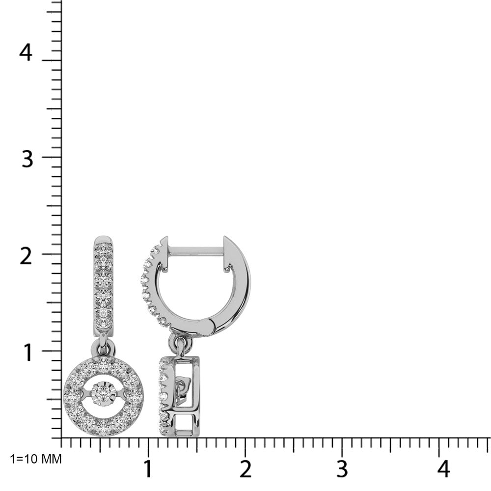 14K White Gold 1 Ct.Tw Moving Diamond Earrings