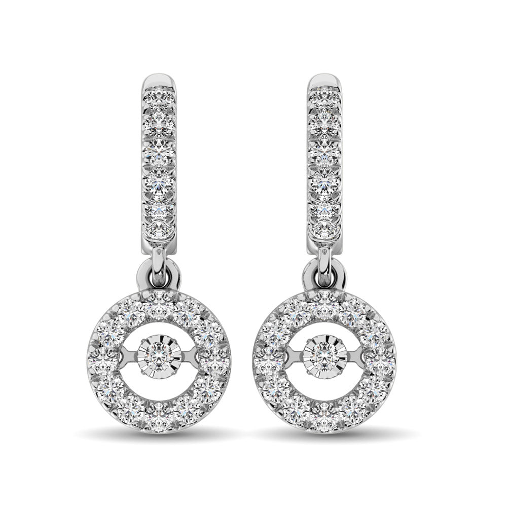 14K White Gold 1 Ct.Tw Moving Diamond Earrings