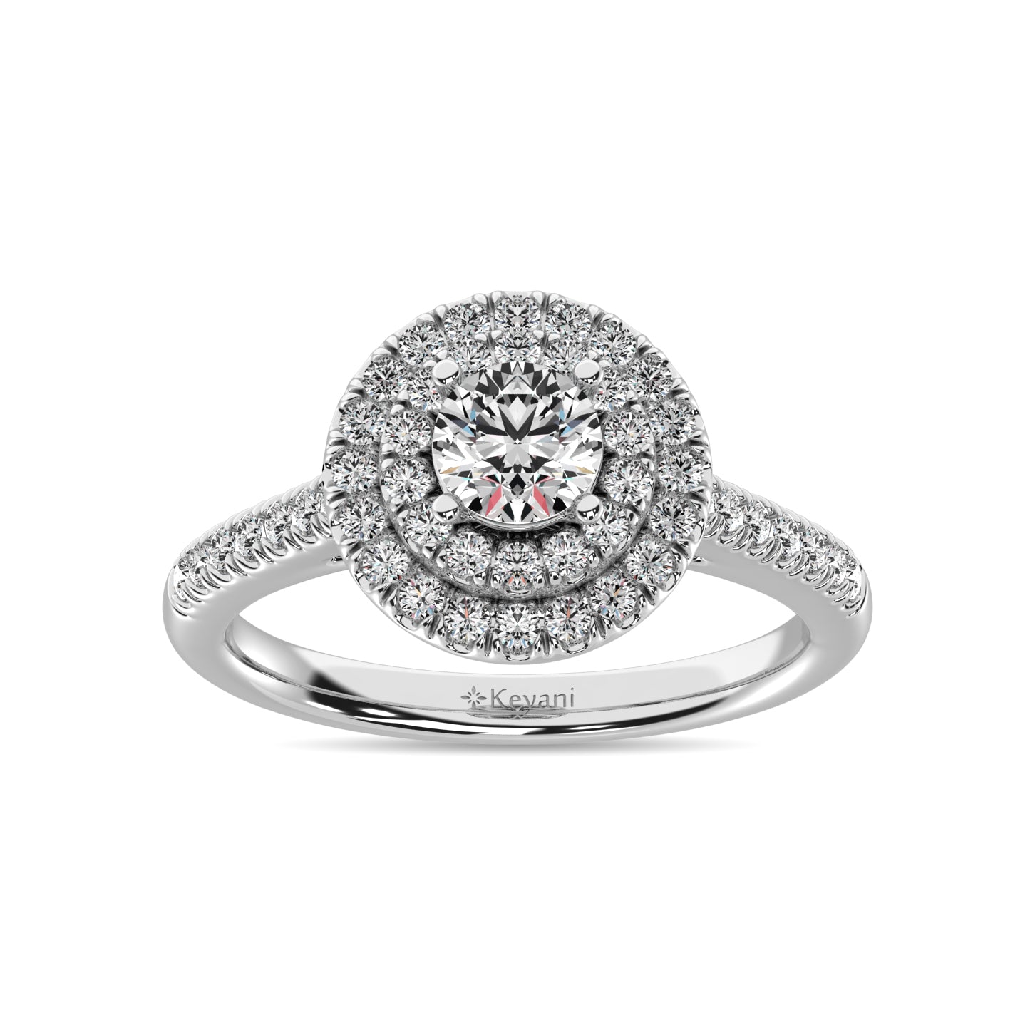 14K White Gold 1 Ct.Tw.Diamond Halo Engagement Ring