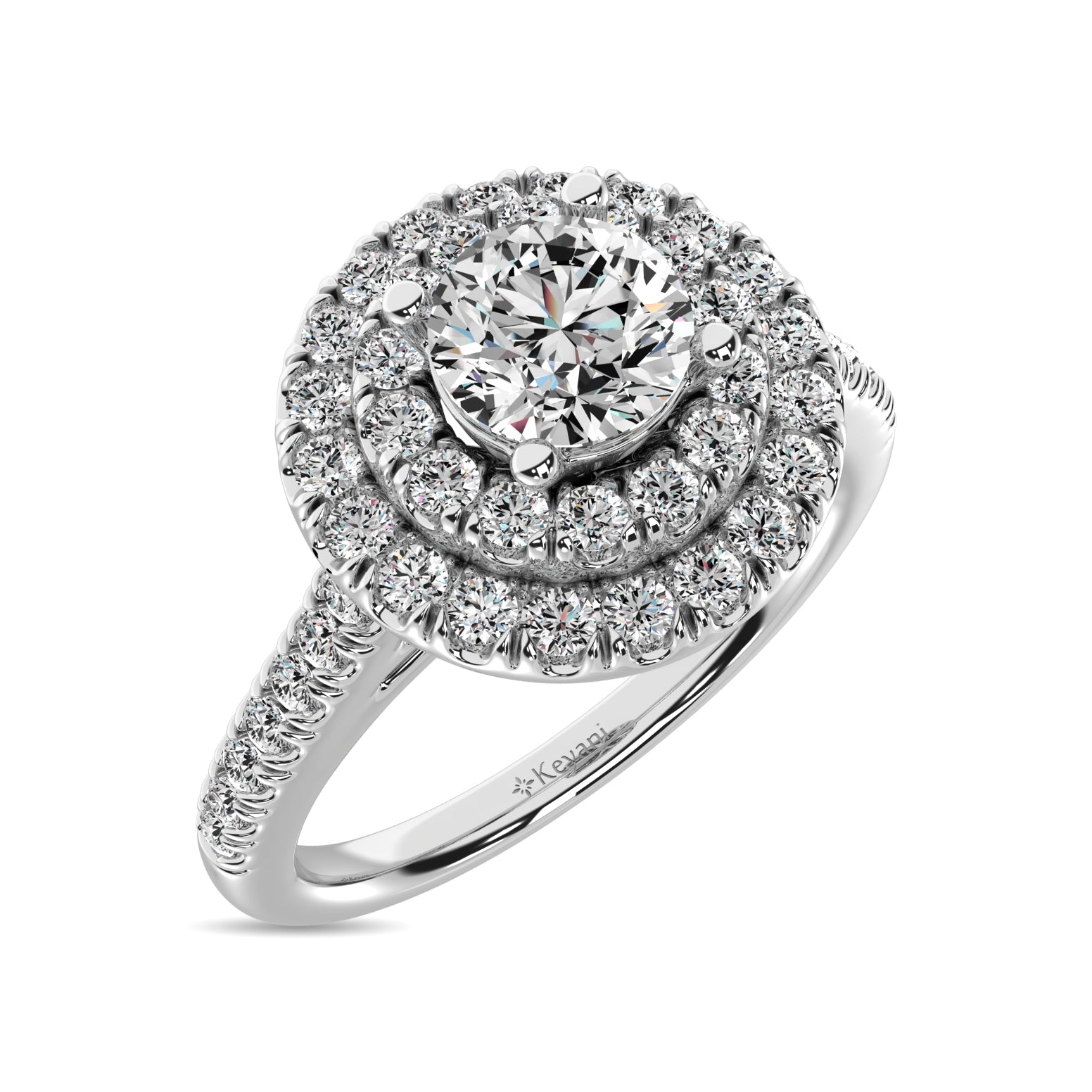 14K White Gold 1 Ct.Tw.Diamond Halo Engagement Ring