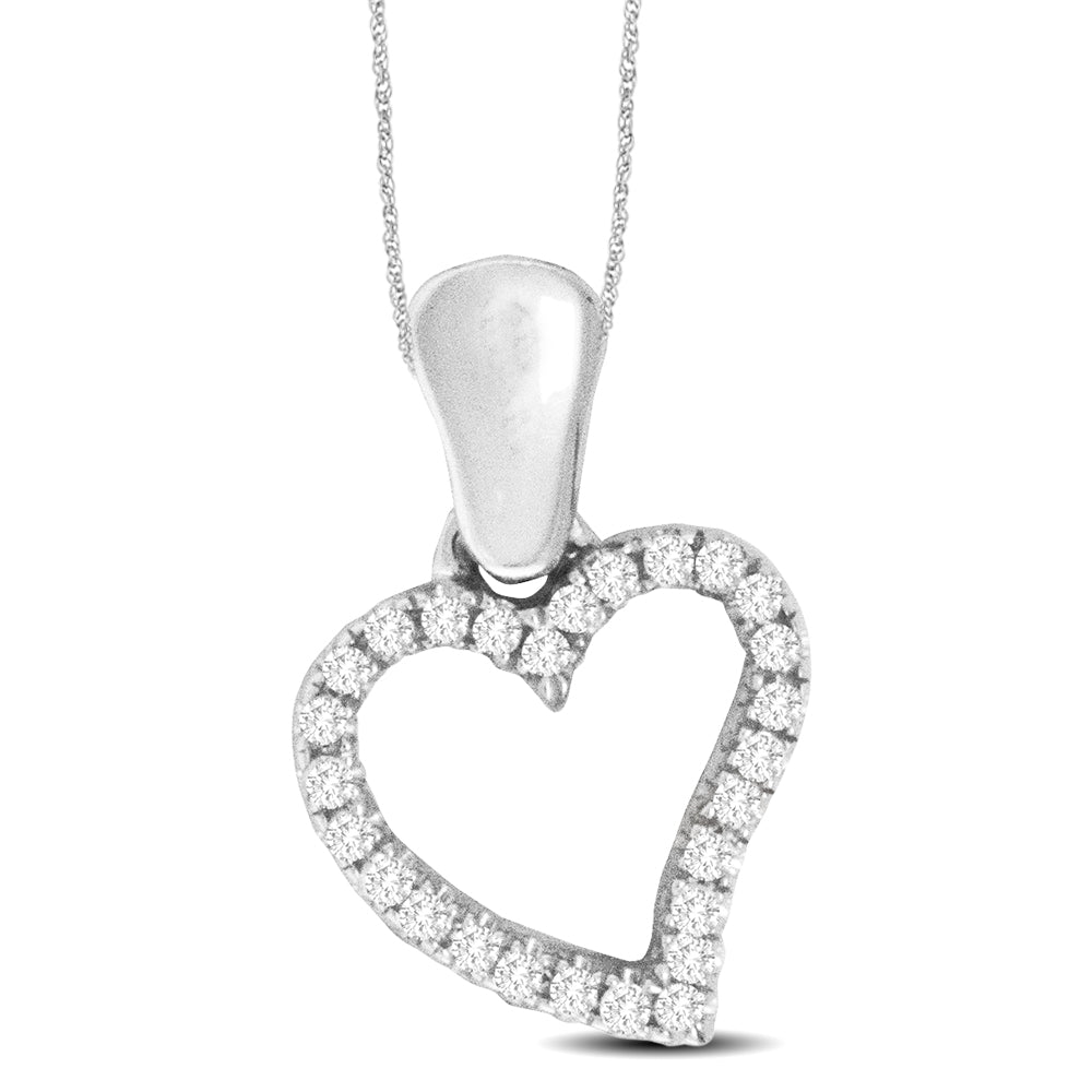 10K White Gold 1/8 Ct.Tw.Diamond Heart Pendant