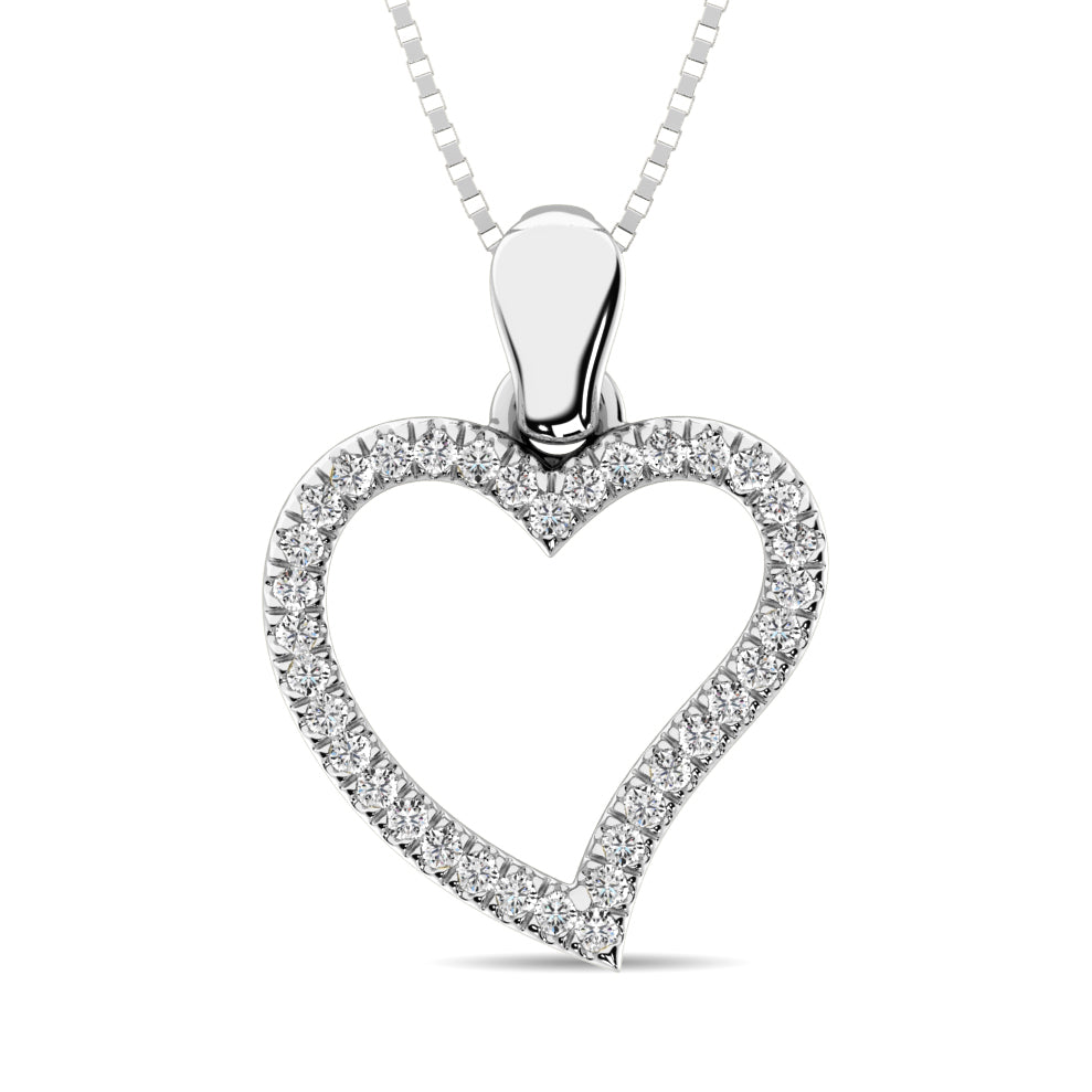 10K White Gold 1/8 Ct.Tw.Diamond Heart Pendant