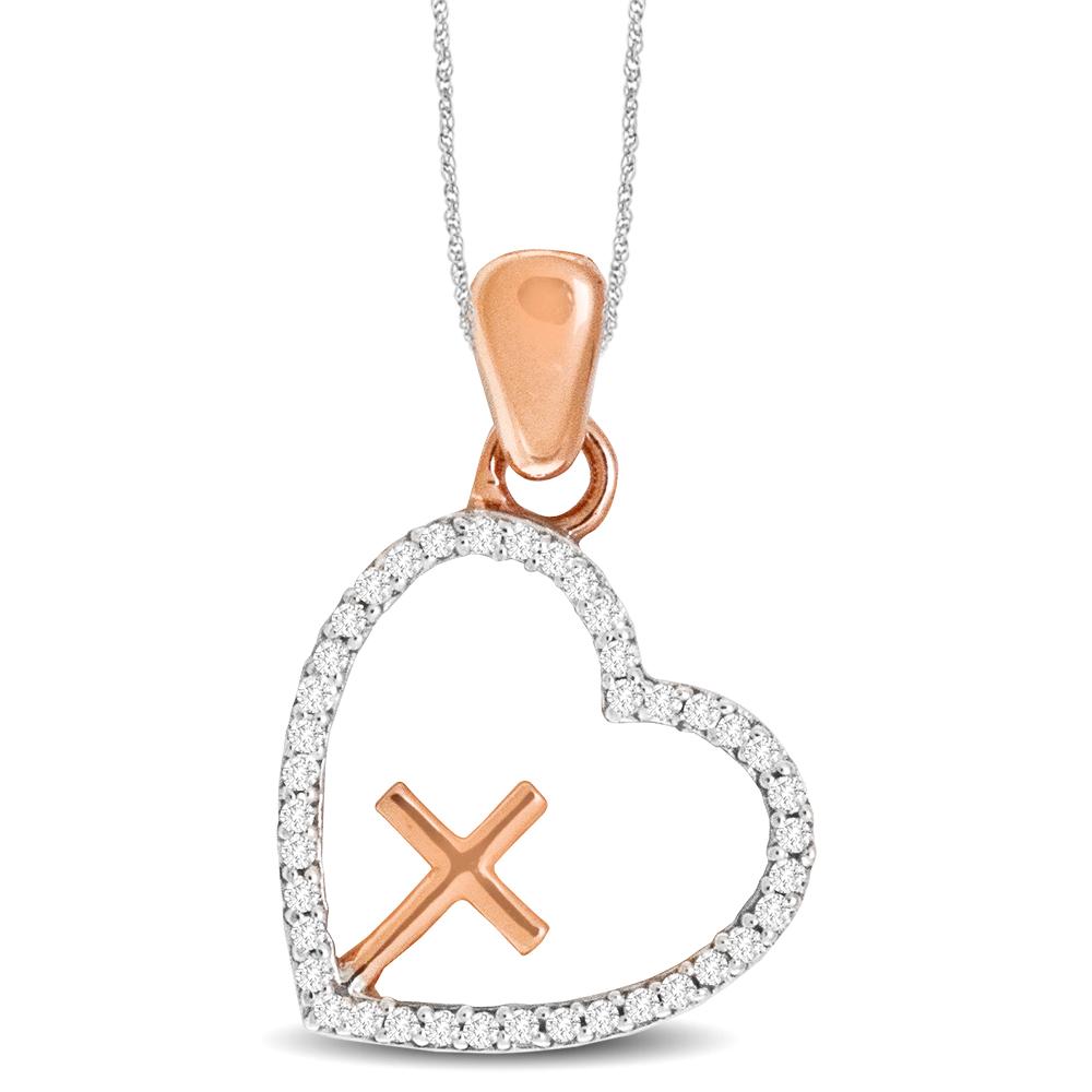 10K White Gold 1/8 Ct.Tw.Diamond Heart Pendant