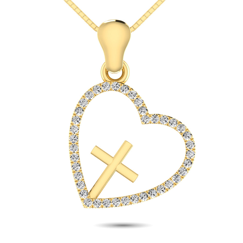 Diamond 1/10 Ct.Tw. Heart Pendant In 10K Yellow Gold