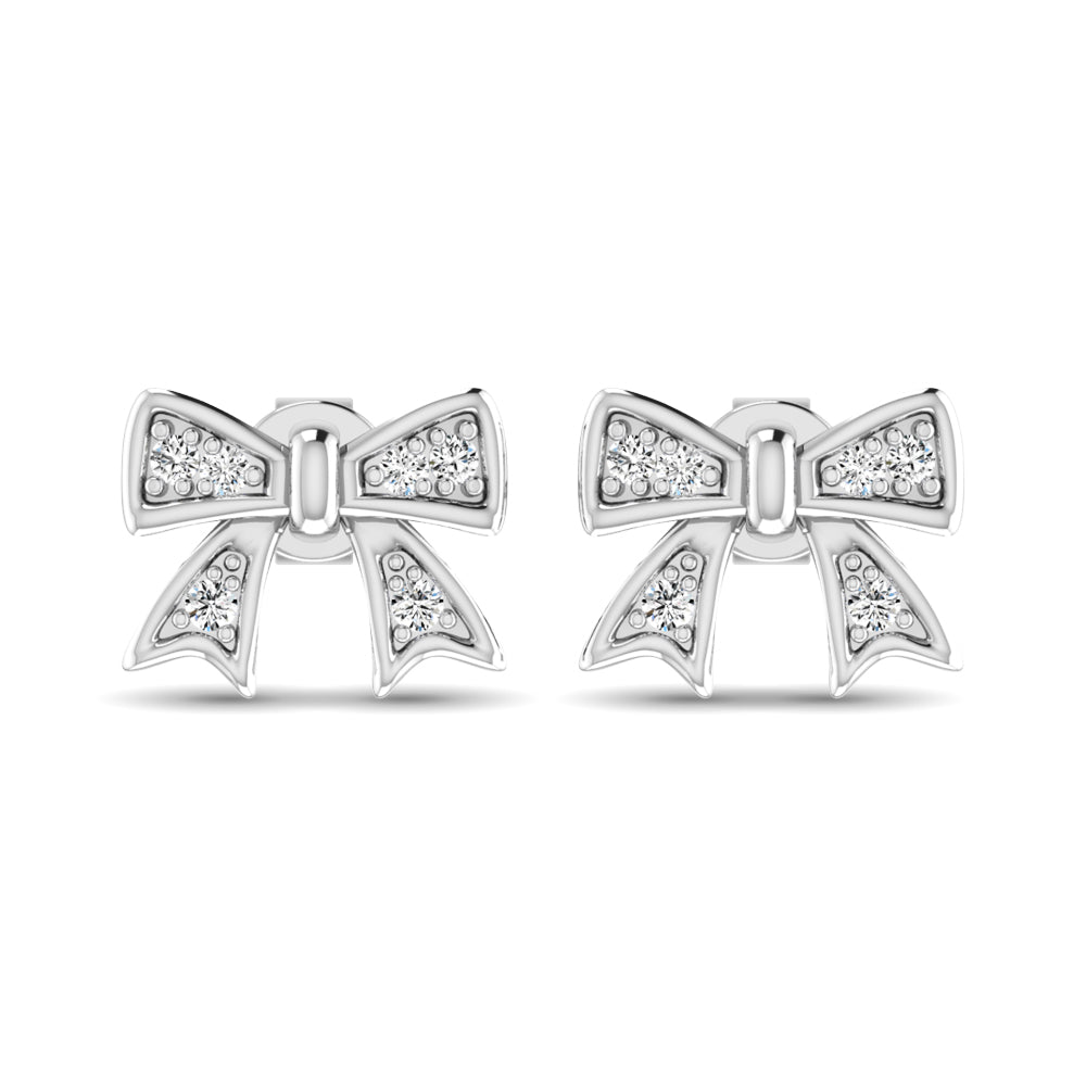 10K White Gold Diamond Accent Bow Earrings