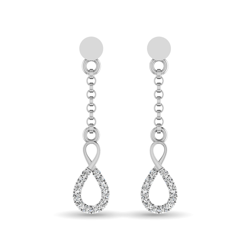 10K White Gold 1/10 Ct.Tw.Diamond Infinity Earrings